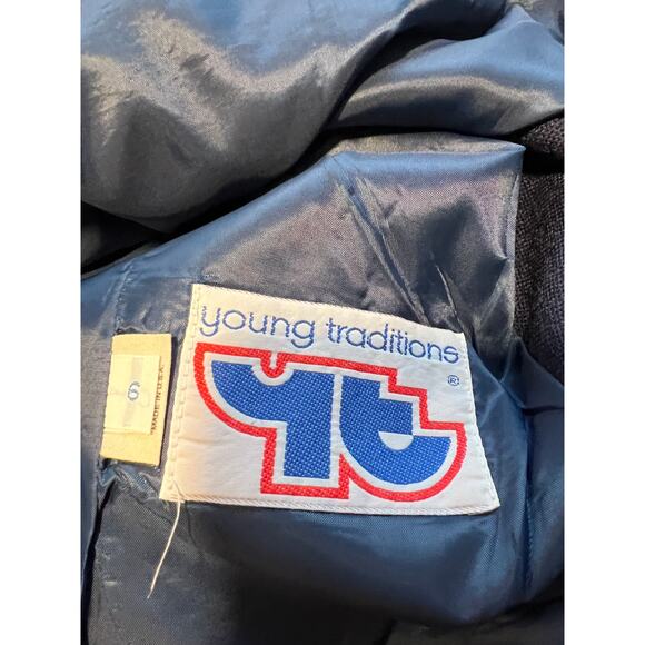 Vintage Young Traditions Business Jacket Navy Blue Red Yellow Stripes Size 6 JL - Picture 8 of 9